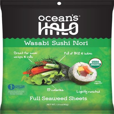 Ocean's Halo Organic Wasabi Style Sushi Nori, 1.4 OZ