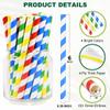 [10mm Wide] Chunspak 6" Short Fat Colorful Striped Paper Drinking Straws Disposable 100 Counts for Smoothie, Milkshakes, Thick Drinks - Biodegradable view 2