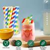 [10mm Wide] Chunspak 6" Short Fat Colorful Striped Paper Drinking Straws Disposable 100 Counts for Smoothie, Milkshakes, Thick Drinks - Biodegradable view 3