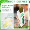 100 Pcs 6.5 x 3'' Dill Pickle Bags Pouches Paper for Selling, Paper Pickle Wrapping Sleeve Disposable Retro Oilproof Waterproof Snack Sacks for Carnival Christmas Party Fundraiser or Concession Stand view 3