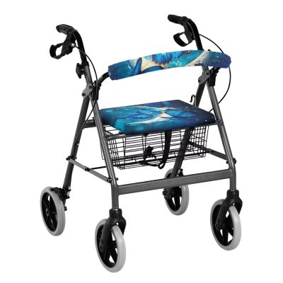 Rnyleeg Blue Butterfly Rollator Walker Seat and Backrest Rollbar Cover Set,Washable&Removable Walker Cover Accessories for Rollator Walker