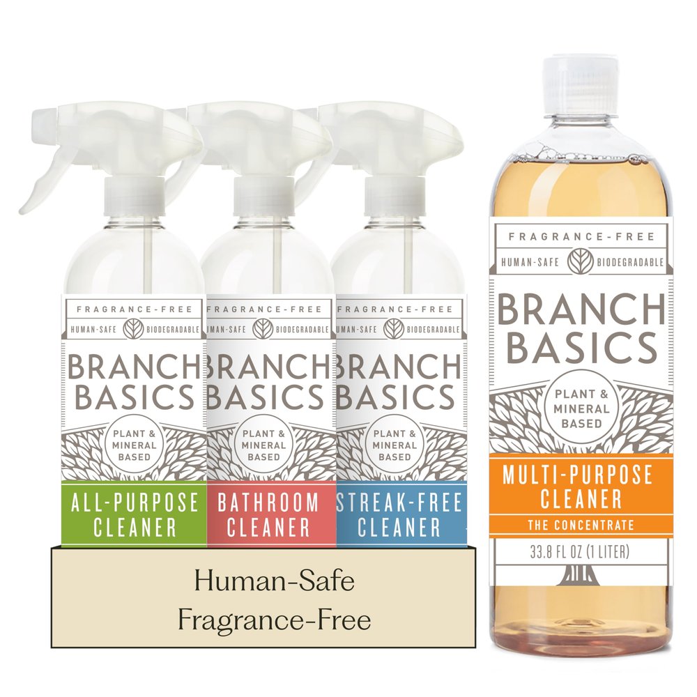 Branch Basics Cleaning Essentials Kit: All Purpose, Glass, Bathroom Cleaner