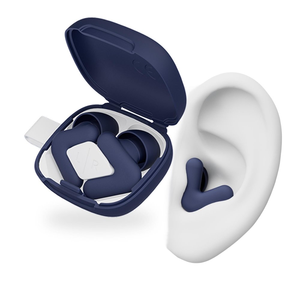 Alpine Silence Earplugs for Sleep, Focus & Travel - V-Shape Fit & Soft Oval Tips  4 Sizes XS/S/M/L - Comfortable, Reusable Hearing Protection - up to 25dB  Midnight Blue