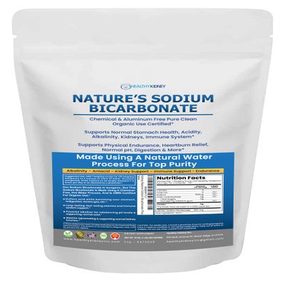 Natures Sodium Bicarbonate Organic Use Aluminum Free Baking Soda. No Chemical Pure Baking Soda Powder For Health & Wellness. Sodium Bicarbonate 1lb