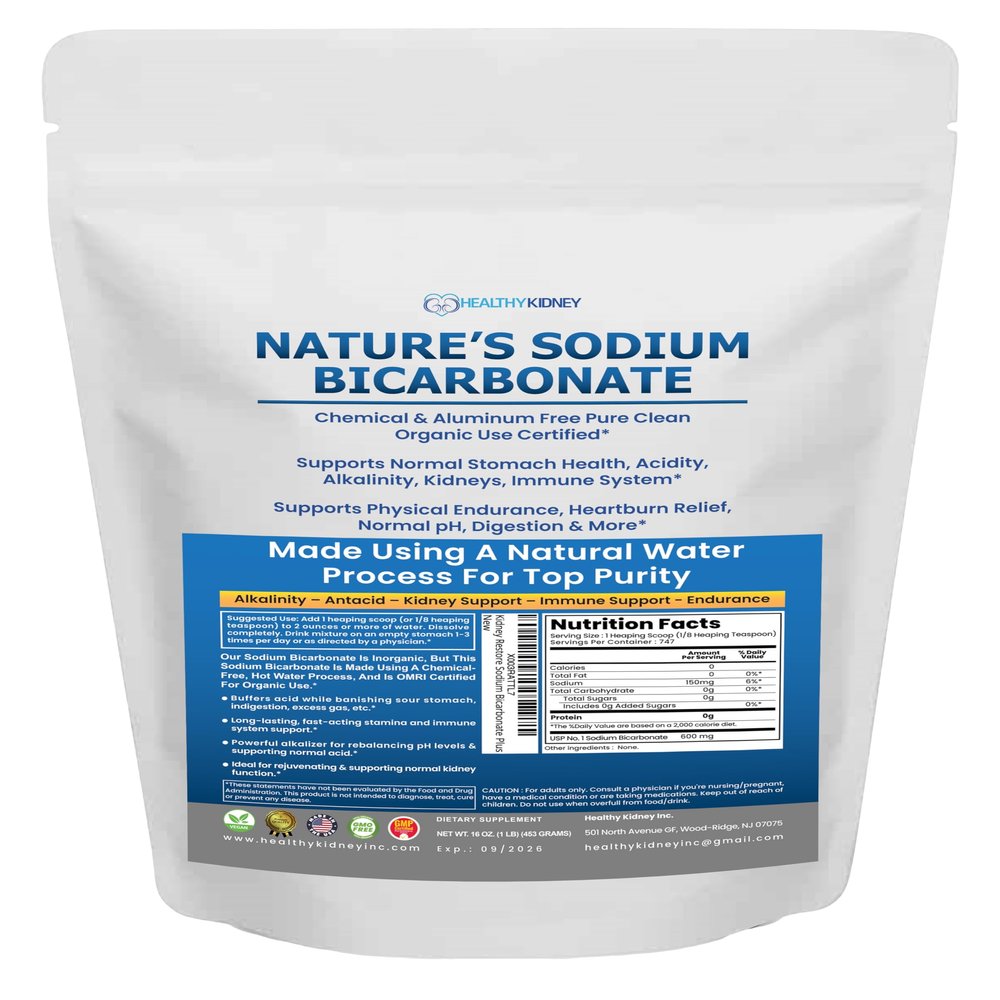 Natures Sodium Bicarbonate Organic Use Aluminum Free Baking Soda. No Chemical Pure Baking Soda Powder For Health & Wellness. Sodium Bicarbonate 1lb