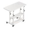 Asixxsix Bedside Table, 3 Tier Shelves Overbed Table with 360 Swivel Wheels 23.6-35.4in Height Adjustable Mobile Laptop Table Standing Rolling Bedside Table for Home Living Room Bedroom view 1