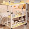 Asixxsix Bedside Table, 3 Tier Shelves Overbed Table with 360 Swivel Wheels 23.6-35.4in Height Adjustable Mobile Laptop Table Standing Rolling Bedside Table for Home Living Room Bedroom view 2