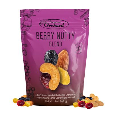 PREMIUM ORCHARD Berry Nutty Blend - Deluxe Mixed Nuts with Dried Cranberries, Golden Raisins, Blueberries | Healthy Trail Mix with Nuts, Mixed Berries