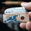 HUZHUAN Cool Lighter, Refillable Butane Lighter, Landscape Series Leather Wrapped Lighter, Suitable for Gifts for Elders, Boyfriends and Colleagues(Waves) view 4