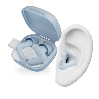 Alpine Silence Earplugs for Sleep, Focus & Travel - V-Shape Snug Fit & Soft Oval Tips  4 Sizes XS/S/M/L - Comfortable, Reusable Hearing Protection - up to 25dB  Blue