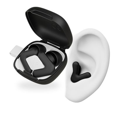 Alpine Silence Earplugs for Sleep, Focus & Travel - V-Shape Snug Fit & Soft Oval Tips  4 Sizes XS/S/M/L - Comfortable, Reusable Hearing Protection - up to 25dB  Black