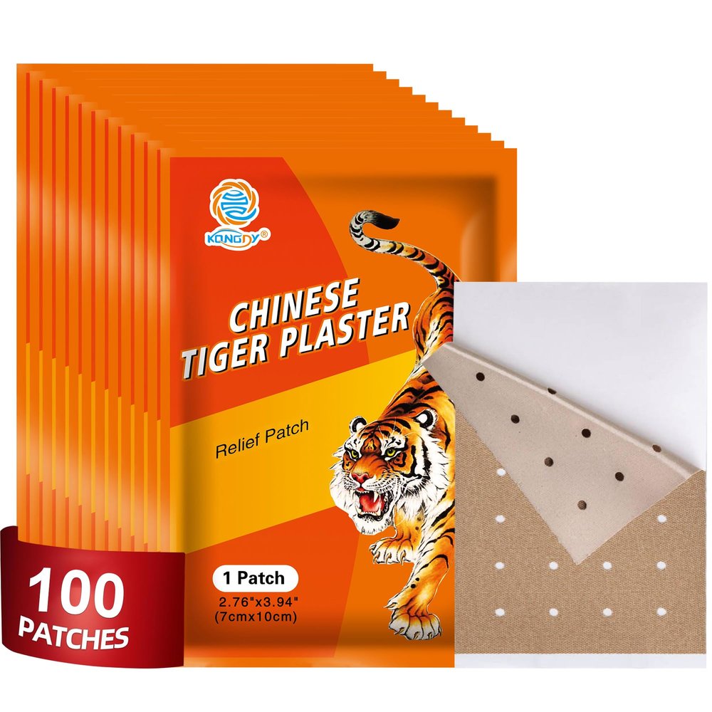 100 PCS Tiger Patches, Heat Patches, Chinese Red Tiger Hot Capsicum Patch, Relieving Back, Knee, Neck and Shoulder, Joint & Muscle