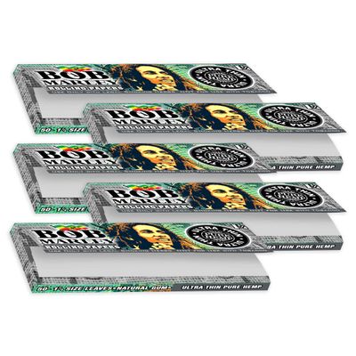 Bob Marley Rolling Paper - King Size (110mm) Ultra Thin Paper - Pack of 5 Booklets! (33 Leaves Per Book)