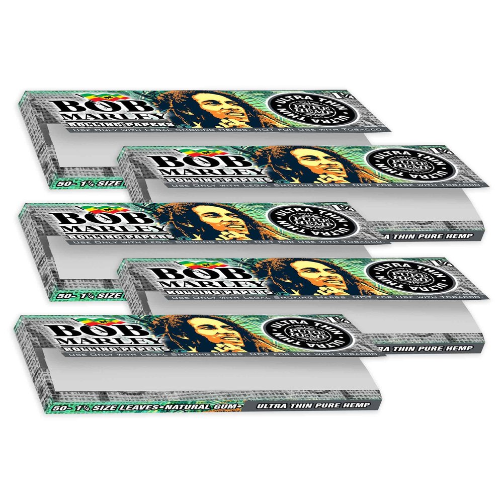 Bob Marley Rolling Paper - King Size (110mm) Ultra Thin Paper - Pack of 5 Booklets! (33 Leaves Per Book)