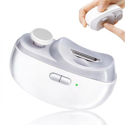 Electric Nail Clippers Upgraded 3 in 1 Automatic with polishing, dust Storage & led Light, Automatic Electric Nail File and Trimmer for Women Kids Seniors Baby, Type-C Charging,2 Speeds(White)
