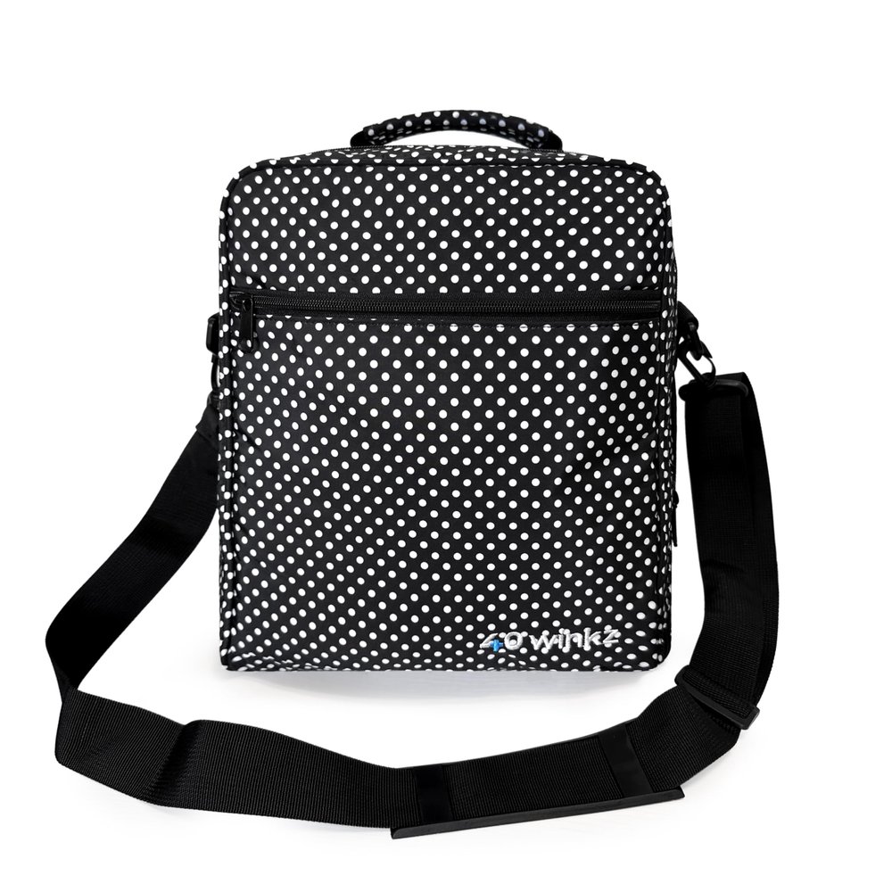 40Winkz USA CPAP Travel Bag, CPAP Carry Bag for Various CPAP's Compatible with Airsense 10, Airsense 11, Dreamstation & More, Attaches to Luggage & Travel Compliant, Black White