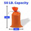 DURASACK Large Heavy Duty Sand Bags with Tie Strings Empty Woven Polypropylene Sandbags for Flood Control with 1600 Hours of UV Protection, 50 lbs Capacity, 18x30 inches, Orange, 20 Count view 3