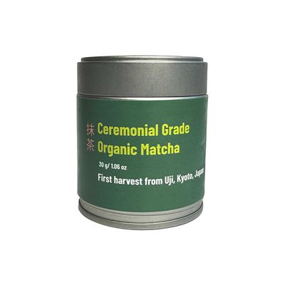 By Shantea Organic Ceremonial Grade Matcha Powder, 30g Tin Can, Antioxidant-Rich, Sourced from Uji, Japan, traditionally stone-milled