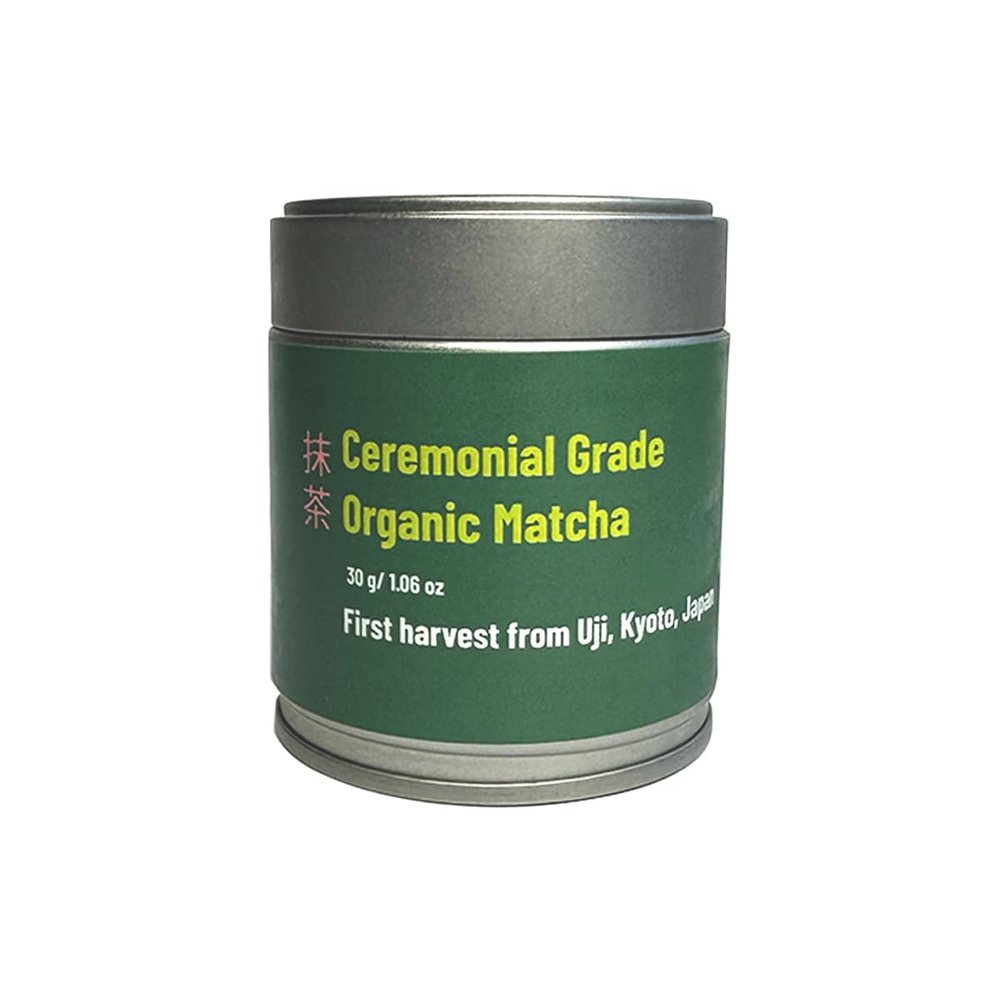 By Shantea Organic Ceremonial Grade Matcha Powder, 30g Tin Can, Antioxidant-Rich, Sourced from Uji, Japan, traditionally stone-milled