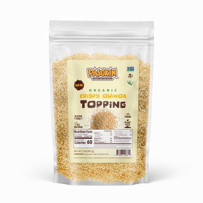 Pasokin Organic Crispy Quinoa Topping - Vegan, Kosher, Non-GMO, Gluten-Free Puffed Quinoa - Protein-Rich, High Fiber, Iron-Packed Snack - 2lbs