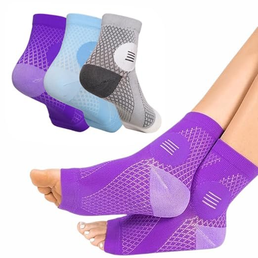 3Pairs Neuropathy Socks - Pain Relief Compression Socks 20-30 mmHg - Comprex Ankle Sleeves for Arch Support, Achilles Tendonitis, and Foot Pain Relief (Multicolor, X-Large)