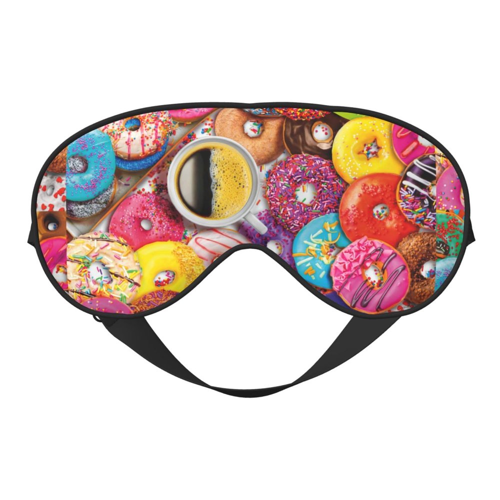 coffee and donuts Eye Mask, Blackout Eye Mask unisex,Sleep Eye Covers with Adjustable Straps, Travel Eye Mask