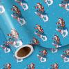 LeZakaa Funny Christmas Wrapping Paper Roll, Santa Claus Riding a Fierce Shark, Blue Xmas Playful Design for White Elephant, Gag Gifts, and Cool Holiday Presents, Mini Roll 17 in x 16.4 Feet view 1