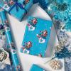 LeZakaa Funny Christmas Wrapping Paper Roll, Santa Claus Riding a Fierce Shark, Blue Xmas Playful Design for White Elephant, Gag Gifts, and Cool Holiday Presents, Mini Roll 17 in x 16.4 Feet view 2