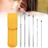 Ear Cleaner, 2024 New Satinless Steel 360 Spiral Earwax Cleaner Tool Set with Pu Leather Case, Household Creative Portable Ear Cleaning Kit for Men and Women(Yellow,3pcs) view 1