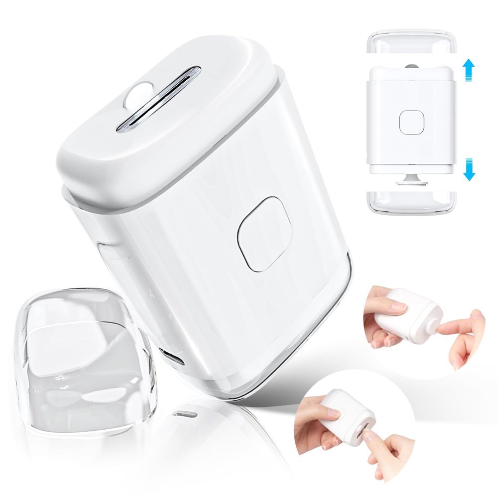 YIYOHAYA Electric Nail Clipper, Automatic Nail Trimmer with Nail File LED Light, Nail Scraps Storage, Rechargeable Nail Clippers, Conpact Portable Travel Nail Cutter for Seniors Adults Babies, White