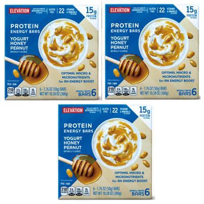 3-PACK Gluten Free, Healthy, Nutricious Protein Energy Bars Yogurt Honey Peanut 10.58oz 300g x 3 Boxes (18 Bars in Total) 22 Vitamins and Minerals - High Protein - Energy Bar - Convenient on the go packs, Great for office snacks, Best tasting protein