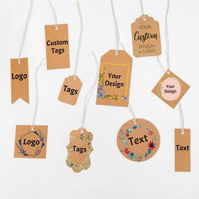 100-500pcs Custom Hang Tags, Personalized Kraft Paper with Your Business Logo for Party Decorations, Gift Tags, Wedding Favors, Jewelry Tags (100, Multisize)