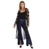 Masseys Women's Pullover Sweater with Faux Leather Trim, 2X, Black view 4