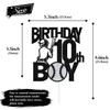 10th Birthday Boy Cake Topper, Baseball 10th Birthday Decorations, Double Digits 10/Level 10 Unlocked Cake Decor, Large Sport Baseball Theme 10th Birthday Party Decoration Supplies, Black Glitter view 2