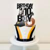 10th Birthday Boy Cake Topper, Baseball 10th Birthday Decorations, Double Digits 10/Level 10 Unlocked Cake Decor, Large Sport Baseball Theme 10th Birthday Party Decoration Supplies, Black Glitter view 4