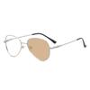 HELES Classic Aviator Flexible Titanium Alloy Photochromic Brown Reading Glasses Single Vision Outdoor Sunglasses Readers -Silver||+3.25 Strength view 1