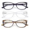 Autojouls 3-Pack Reading Glasses for WomenOprah Style Frame Spring Hinge Clear Lens Readers Glasses, Black DarkTortoise Transparent 1.5 x view 1