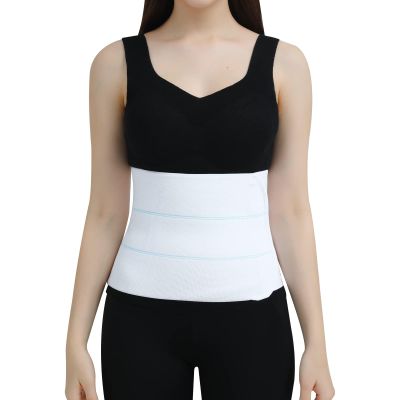 Abdominal Binder Post Surgery Tummy Tuck Belt for Women & Men, Postpartum Belly Band Compression Stomach Wrap, Breathable, Skin Friendly - (45" - 60") 3 Panel - 9" (White)