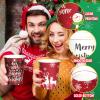 Hallswl 100 Pieces 12 oz Christmas Paper Cups with Lids, Disposable Coffee Cups for Cold Beverage Hot Drinking,Snowflake Snowman Truck Elk Plaid Pattern To Go Cup for Christmas Decorations view 3
