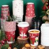 Hallswl 100 Pieces 12 oz Christmas Paper Cups with Lids, Disposable Coffee Cups for Cold Beverage Hot Drinking,Snowflake Snowman Truck Elk Plaid Pattern To Go Cup for Christmas Decorations view 4