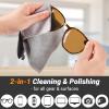 2 Sided Glasses Cleaner & Polishing Cloths,Portable Eye Glass Cleaning Cloths with Pouch, Microfiber Glasses Cleaning Cloth Keychain for Glasses Lenses Screens Cameras iPad iPhone, Mixcolor,4X 6-Inch view 2