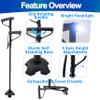 Folding Walking Cane with LED Light w/Extra Rotating Support Handle, Lightweight, 4 Adjustable Height, Self Standing Quad Base, view 2