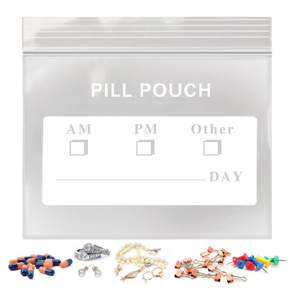 125 Packs Pill Pouch Bags 6 mil 3x2.75'', Bpa Free Travel Medicine Organizer, Writable Clear Small Portable Pill Organizer, Pill Case for Purse, Pill Pockets for Meds, Storage, Packaging & Travel