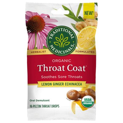T.raditional Medicinals Lemon Ginger Echinacea Lozenges 16 Count (Pack of 12)