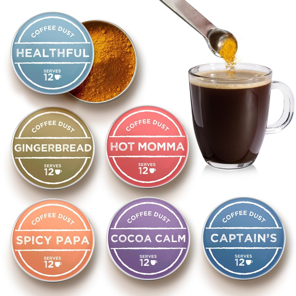 Coffee Dust Flavoring Powder, Sampler Set (72 Servings)  Coffee Dusting Flavor Variety Pack, All Natural Syrup Alternative, Adds Aroma, Taste & Wellness to Drinks, Tea & Foods - Whole30 Approved