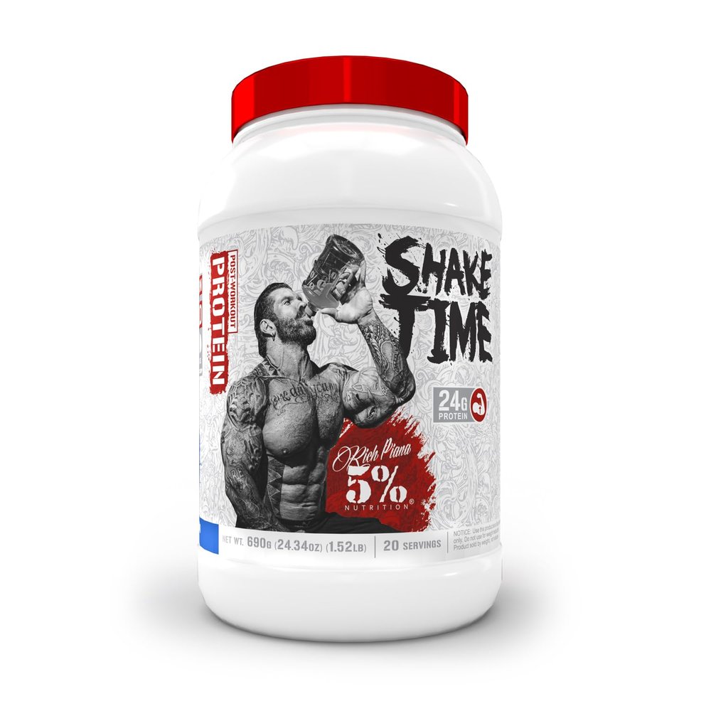 5% Nutrition Rich Piana Shake Time | 24g Animal Based Protein Drink | Grass-Fed Beef Isolate, Chicken, Egg | No Sugar or Soy (Cookies & Cream)