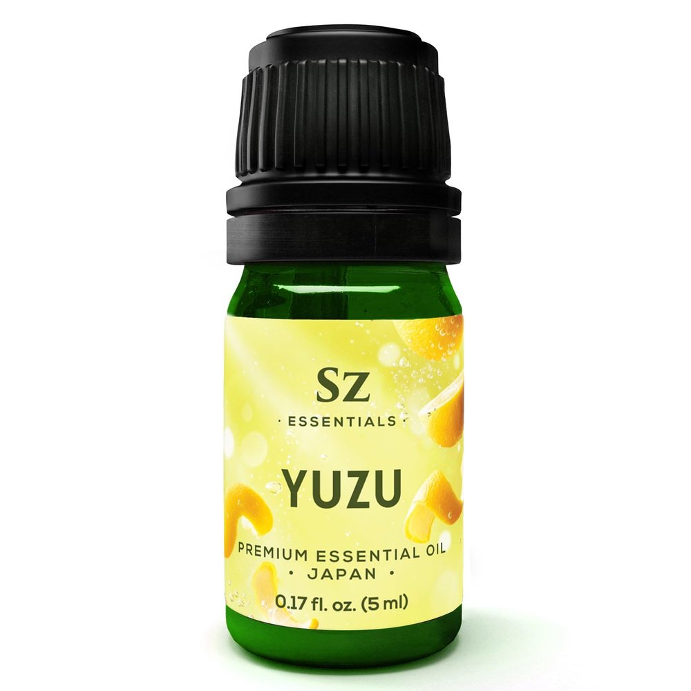 Sz Essentials - Yuzu Essential Oil - Japan - 100% Pure and Natural, Undiluted - Promotes Natural Solution for Relaxation with Soothing, Fresh and Citrusy Aroma - 0.17 fl oz (5ml)