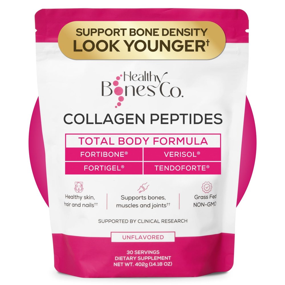 FORTIBONE Premium Bone Health Collagen Peptides w/FORTIGEL, VERISOL, TENDOFORTE | Clinically-Supported for Bones Joints Skin Hair Nails | Hydrolyzed Collagen Anti-Aging Formula | 30 Servings
