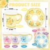 24 Sets Floral Paper Tea Cups and Saucers Disposable Tea Party Supplies Colorful Flower Teacups with Handle and Plates for Hot Cold Drink Wedding Birthday Party Baby Shower view 2