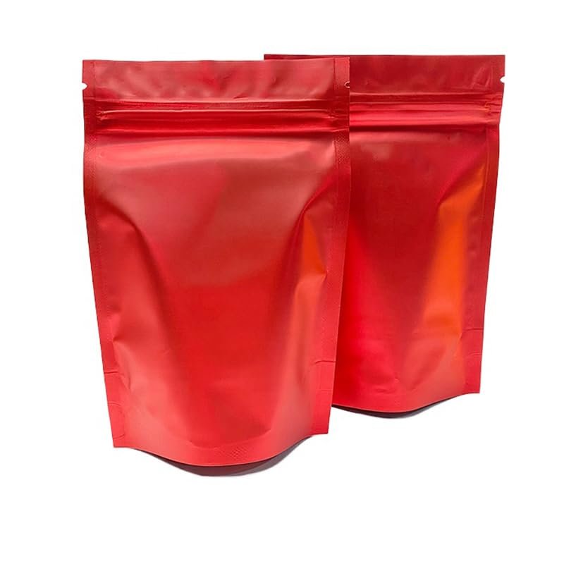 100 Pack Stand up Bags, Resealable Bags, Smell Proof Bags for Sealing Storage, Scratch Resistant Hand Storage Bags. (Red, 5.98.6 inch)